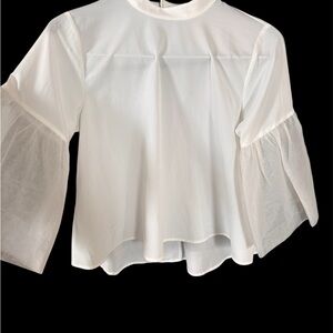 a new day Elegant White Blouse with Flared Sleeves